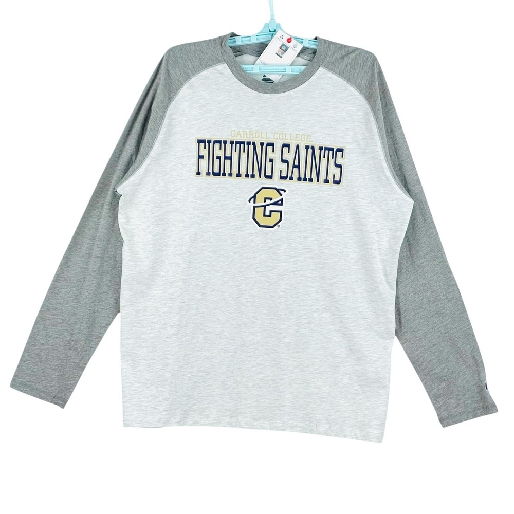 Champion Women Gray T-shirt 2XL Long Sleeve Carroll College Fighting Saint NWT